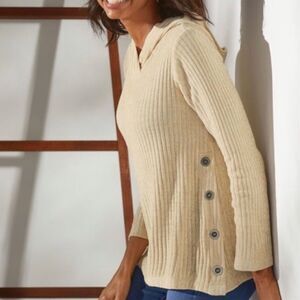 SOFT SURROUNDINGS Soft Chenille Ribbed Hooded Sweater Sz Large